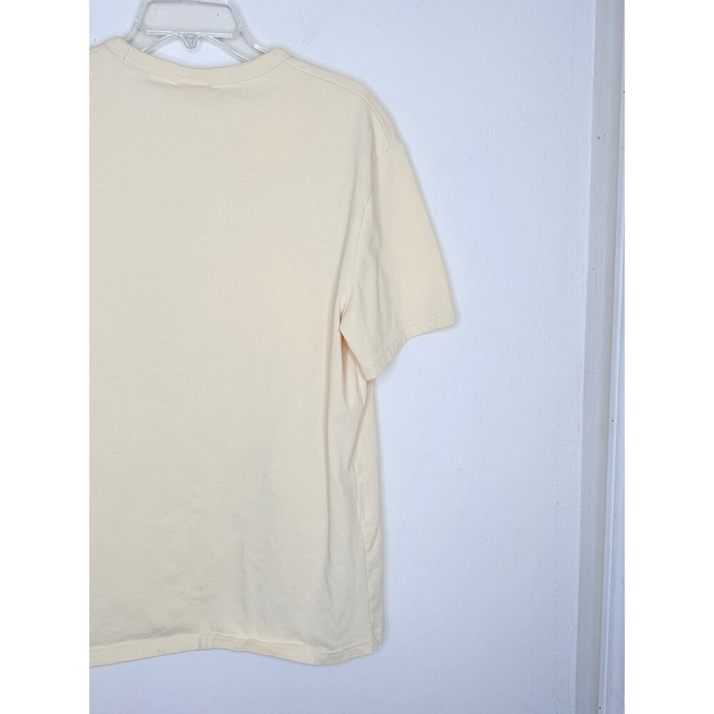 Champion‎ Logo Graphic Tee Beige Cream Short Sleeve Large Y2K Casual Streetwear - Picture 8 of 9